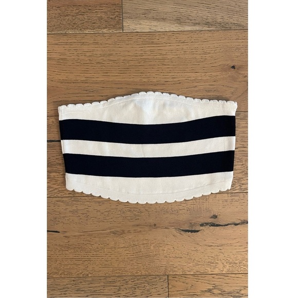 Anthropologie Striped Strapless Scalloped Bandeau Top - Picture 5 of 7